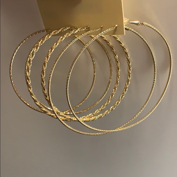 Sophia & Kate Jewelry - NWT. Sophia & Kate gold plated large hoops.